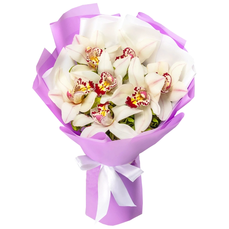 Букет из 7 белых орхидей